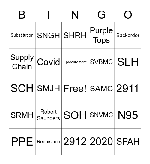 Supply Chain BINGO Card
