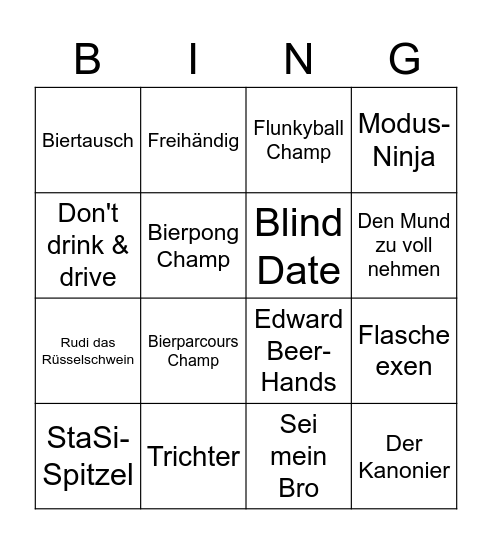 Stempelkarte Bingo Card