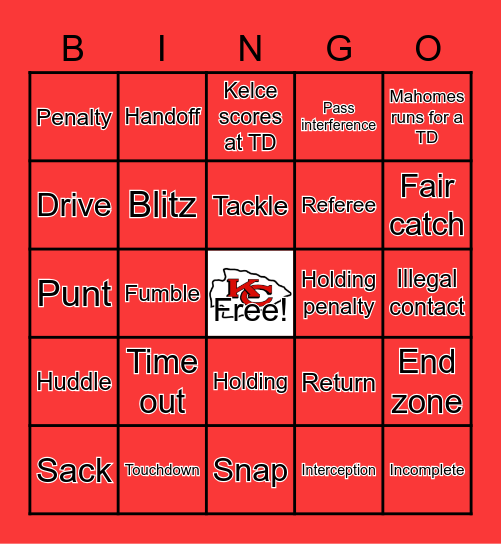 KC BINGO - Chiefs Edition Bingo Card