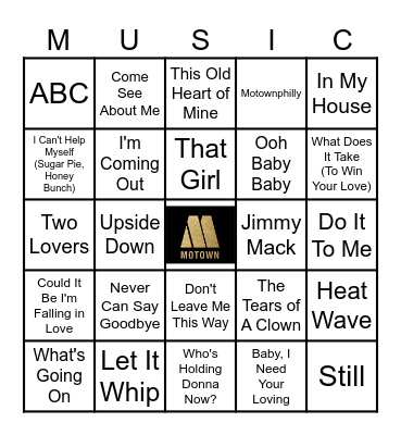 MOTOWN Bingo Card