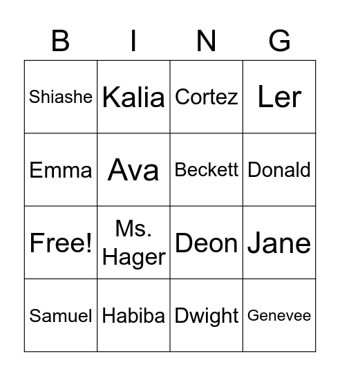 Hager STAR BINGO Card