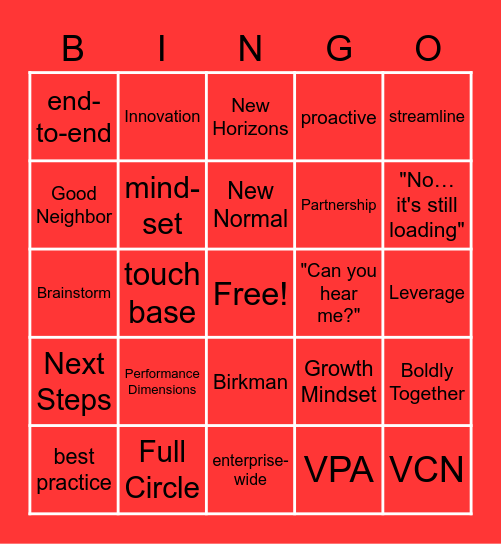 TICA AFS Buzzword Bingo Card