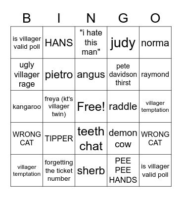 kiki hunt bingo (ﾉ◕ヮ◕)ﾉ*:･ﾟ✧ Bingo Card