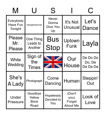 BRITISH INVASION Bingo Card