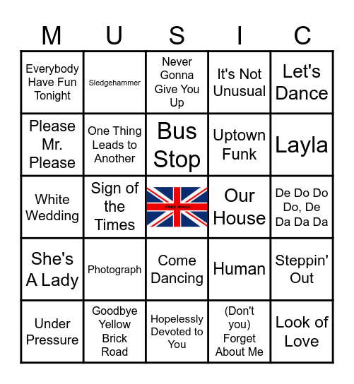 BRITISH INVASION Bingo Card