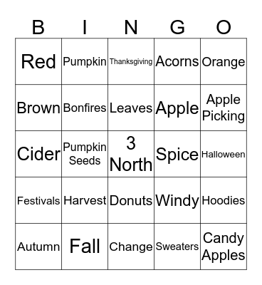 Fall Harvest Fest Bingo Card