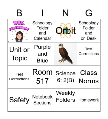 Class Information Bing-o Bingo Card