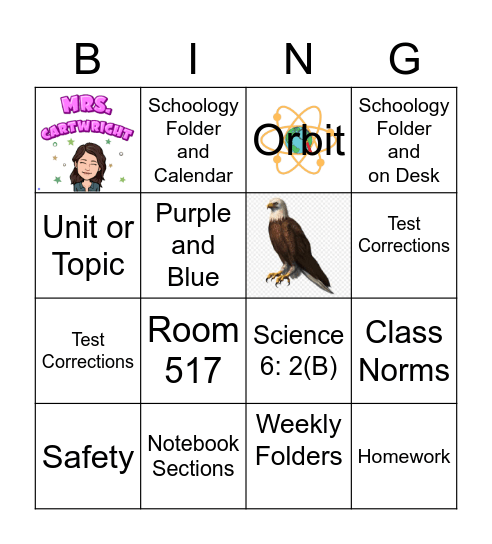 Class Information Bing-o Bingo Card