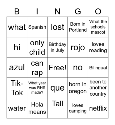 Roosevelt Bingo Card