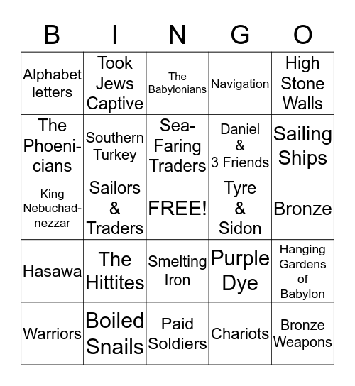 Mediterranean Kingdoms Bingo Card