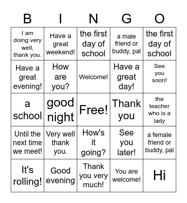 Getting to know you ! Bingo Card