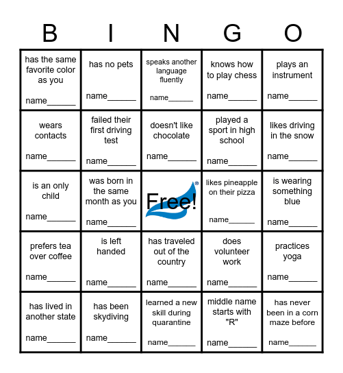 Get to Know You Bingo Card