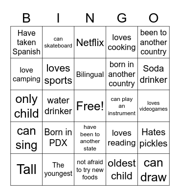 Roosevelt Bingo Card