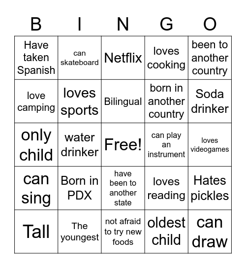 Roosevelt Bingo Card