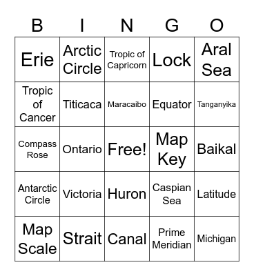 World Lakes Bingo Card