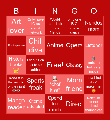 KO’S Bingo Card