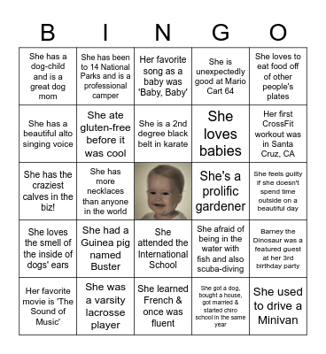 Fun Facts about Kailey! Bingo Card