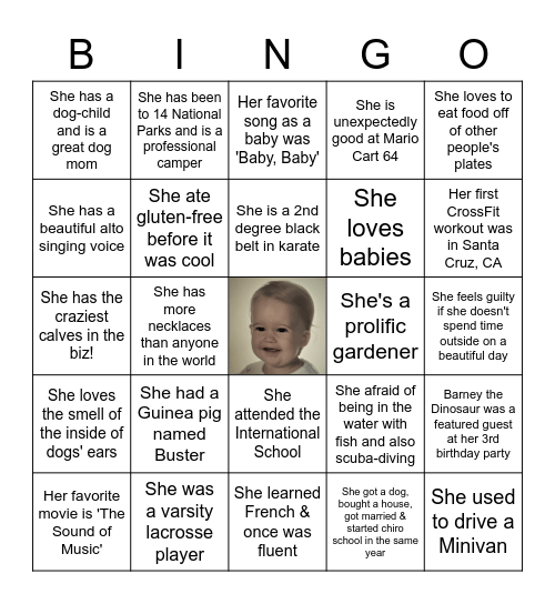 Fun Facts about Kailey! Bingo Card