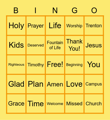 LIFE Kids Sermon Bingo Card