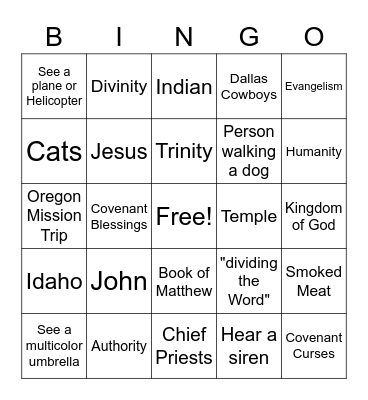 Sermon Bingo Card