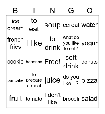 La Comida Bingo Card