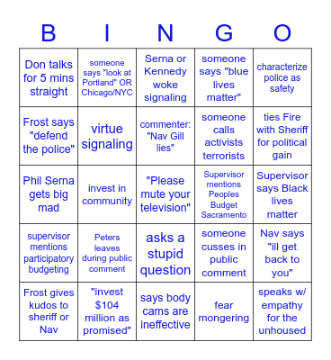 "BOS, WTF SCS" - PBS Bingo Card