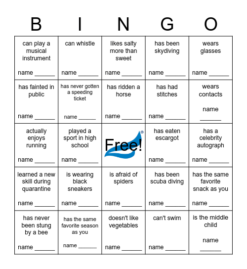 Get to Know You Bingo Card