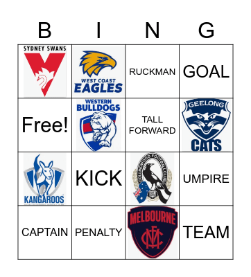 Advay's AFL 2020 Birthday Bingo Card