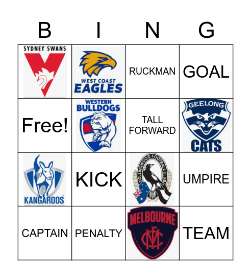 Advay's AFL 2020 Birthday Bingo Card
