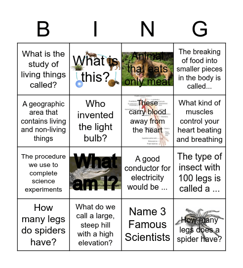 Science Bingo Card