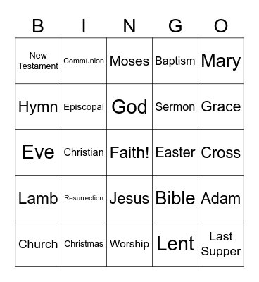 Bible Bingo Card