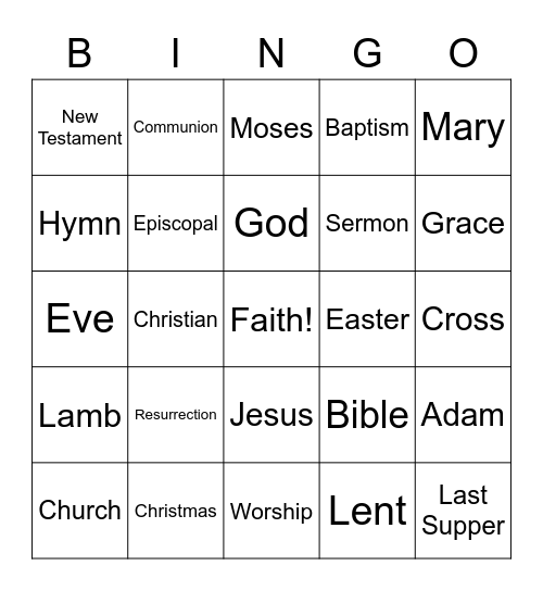 Bible Bingo Card