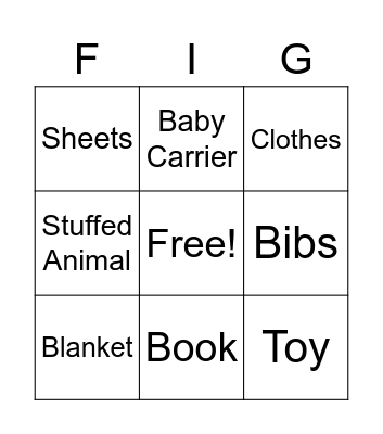 Baby Shower Bingo! Bingo Card