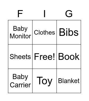 Baby Shower Bingo! Bingo Card