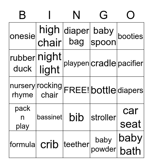 Baby Bingo Card