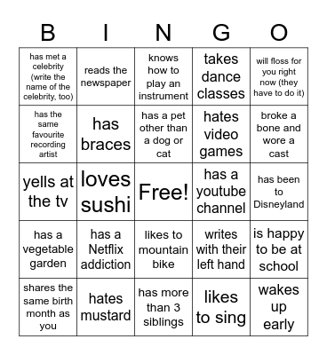 September Bingo Card