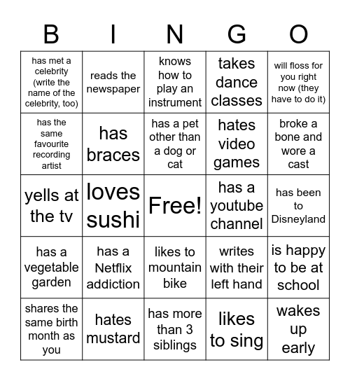 September Bingo Card