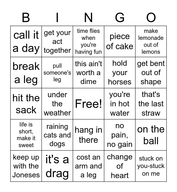 idiom-bingo-card