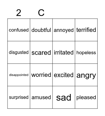 Feelings Bingo Card