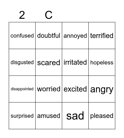 Feelings Bingo Card