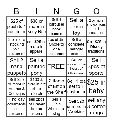 GIFT SHOP BINGO Card