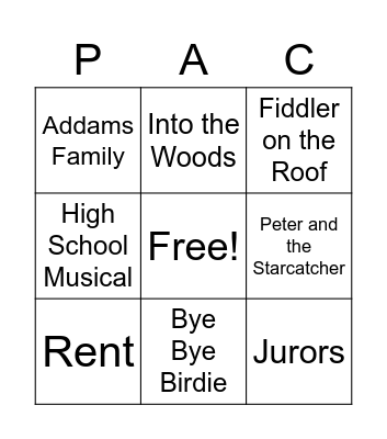 Drama Club: Favorite Show Bingo! Bingo Card
