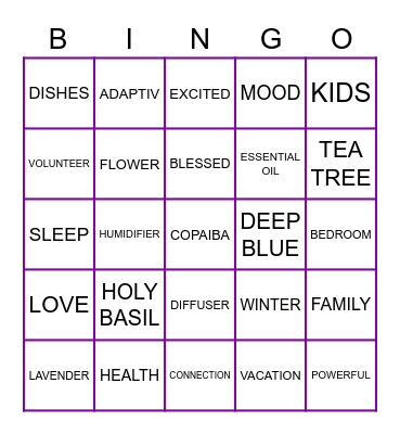 doTERRA PURSUE Bingo Card