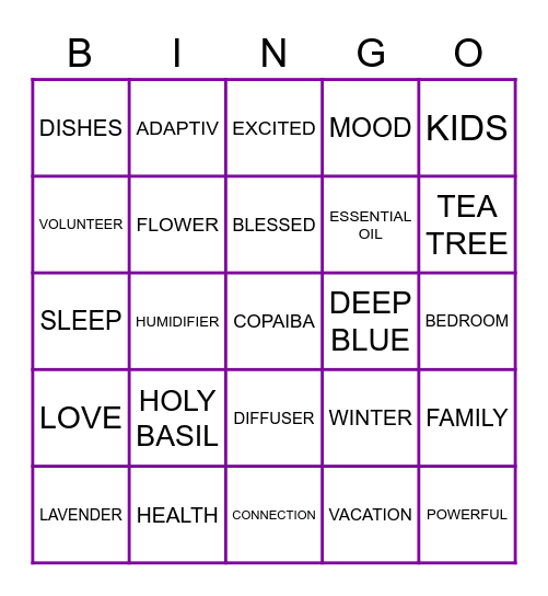 doTERRA PURSUE Bingo Card