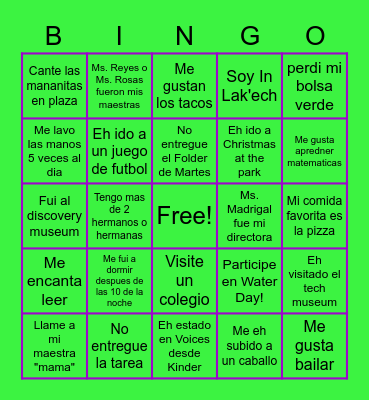 Nunca lo eh Hecho! Bingo Card