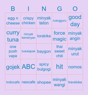 UGI Bingo Card