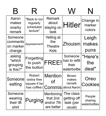 IB HL History (like we need more to get us off task) Bingo Card