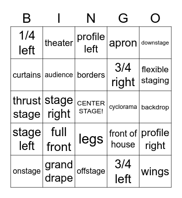 Theatre Vocab Bingo! Bingo Card