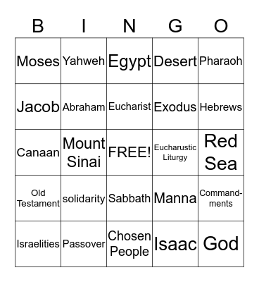 religion cards Bingo Card