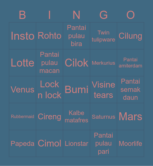 Yerin Bingo Card